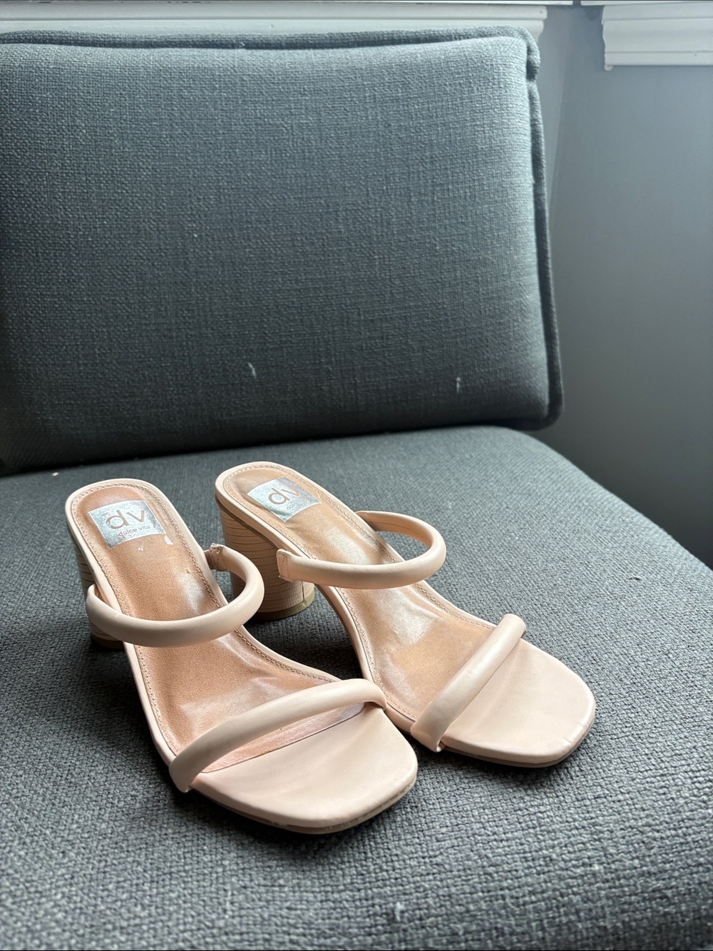 DV by Dolce Vita Blush Nude Double-Strap Block Heel Sandals